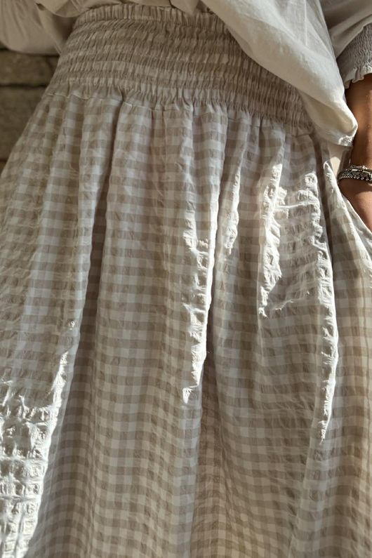 Nonni Gingham Ripley Skirt Stone